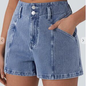 NWT Halara Flex Midrise denim knit wide leg short size L